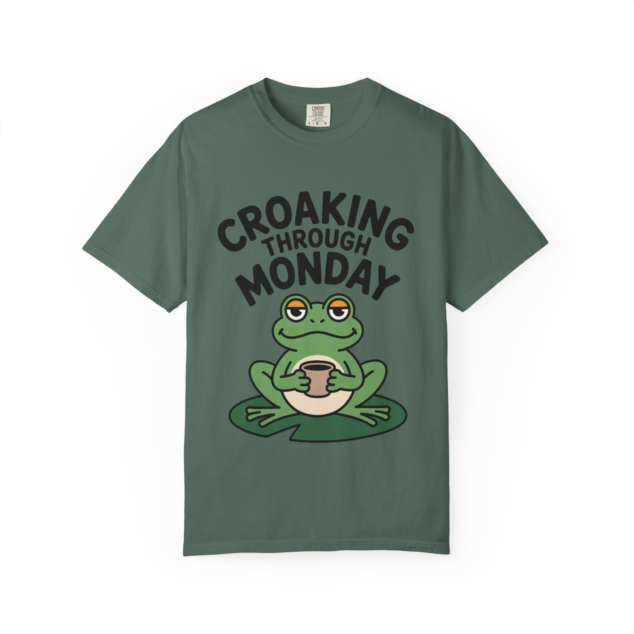 Croaking Through Monday Shirt, Funny Frog Coffee T-Shirt, Cute Frog Lover Gift, Monday Mood Tee, Sarcastic Frog Shirt