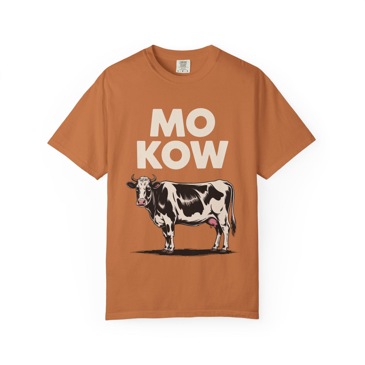 Mo Kow Funny Cow Shirt, Absurd Meme T-Shirt, Deadpan Farm Animal Tee, Weird Cow Lover Gift, Funny Misspelled Label Shirt