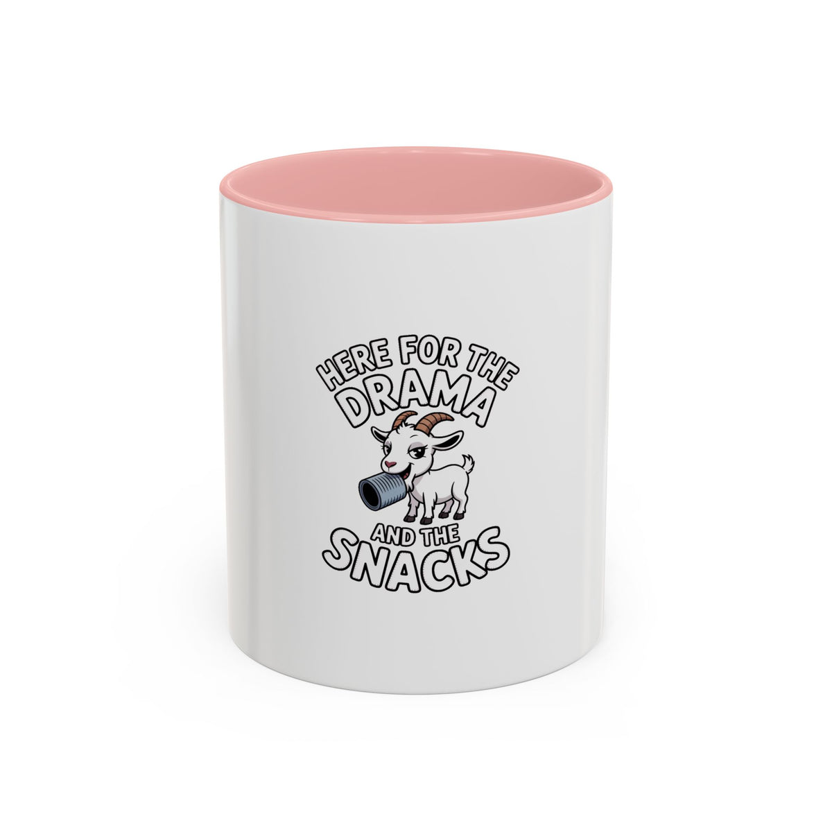 Funny Goat Mug, Here For The Drama And The Snacks Coffee Mug, Cute Goat Lover Gift, Sarcastic Farm Animal Mug, Funny Coffee Cup