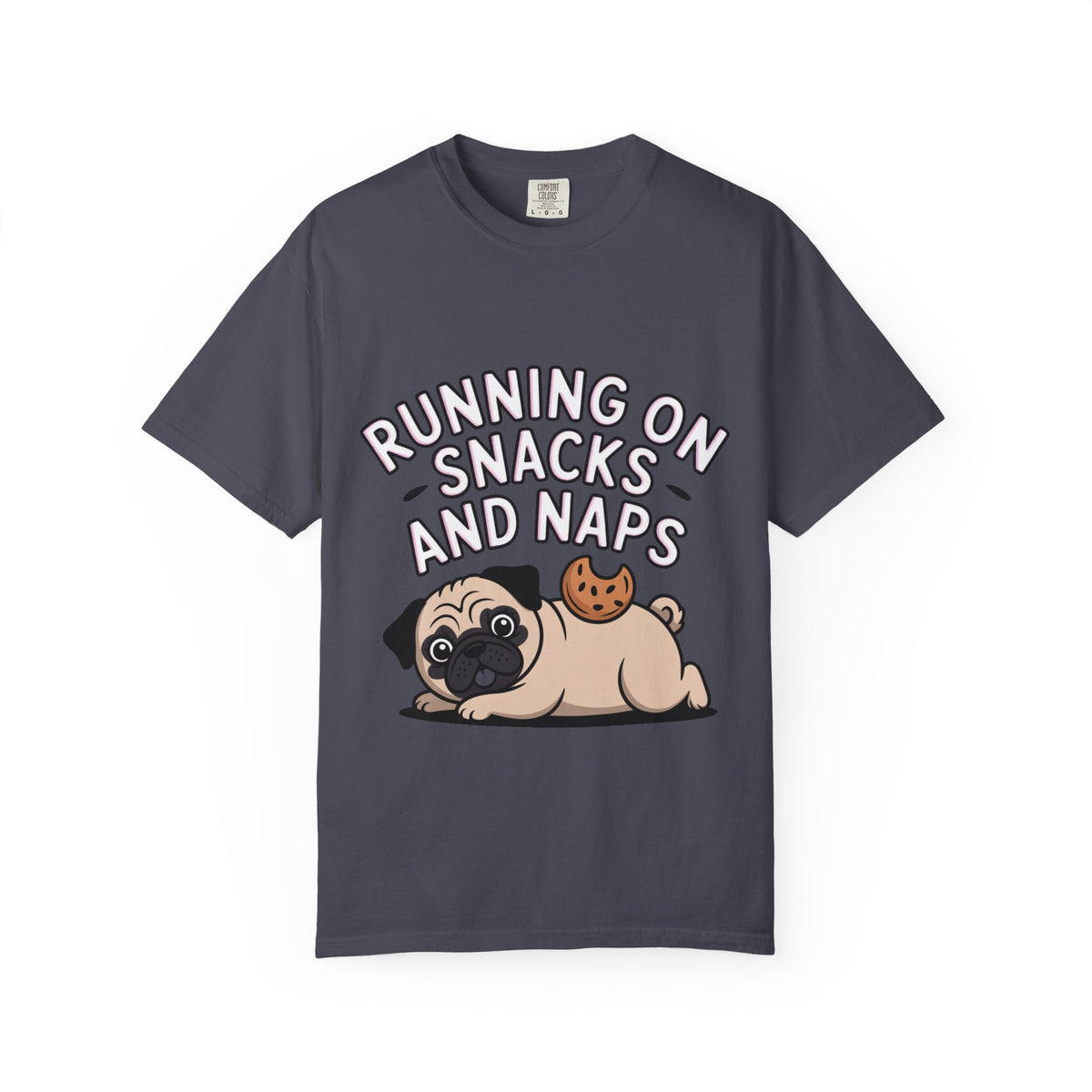 Funny Pug Shirt, Running On Snacks And Naps T-Shirt, Cute Pug Lover Gift, Napping Dog Tee, Lazy Dog Graphic Shirt