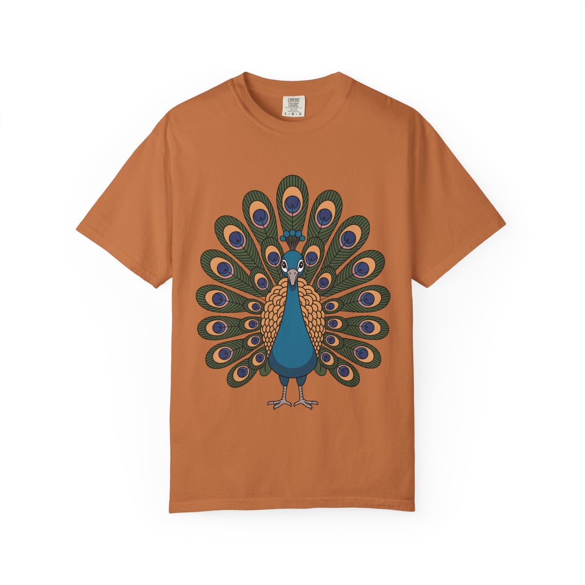 Cute Peacock T-Shirt, Fanned Feathers Bird Lover Gift Tee, Cartoon Peacock Graphic Shirt for Nature Lovers