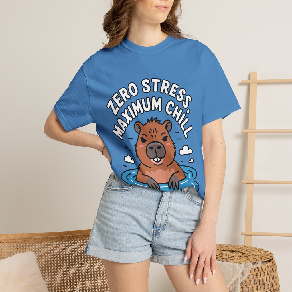 Zero Stress Capybara Shirt, Funny Hot Spring Capybara T-Shirt, Maximum Chill Tee, Cute Animal Lover Gift