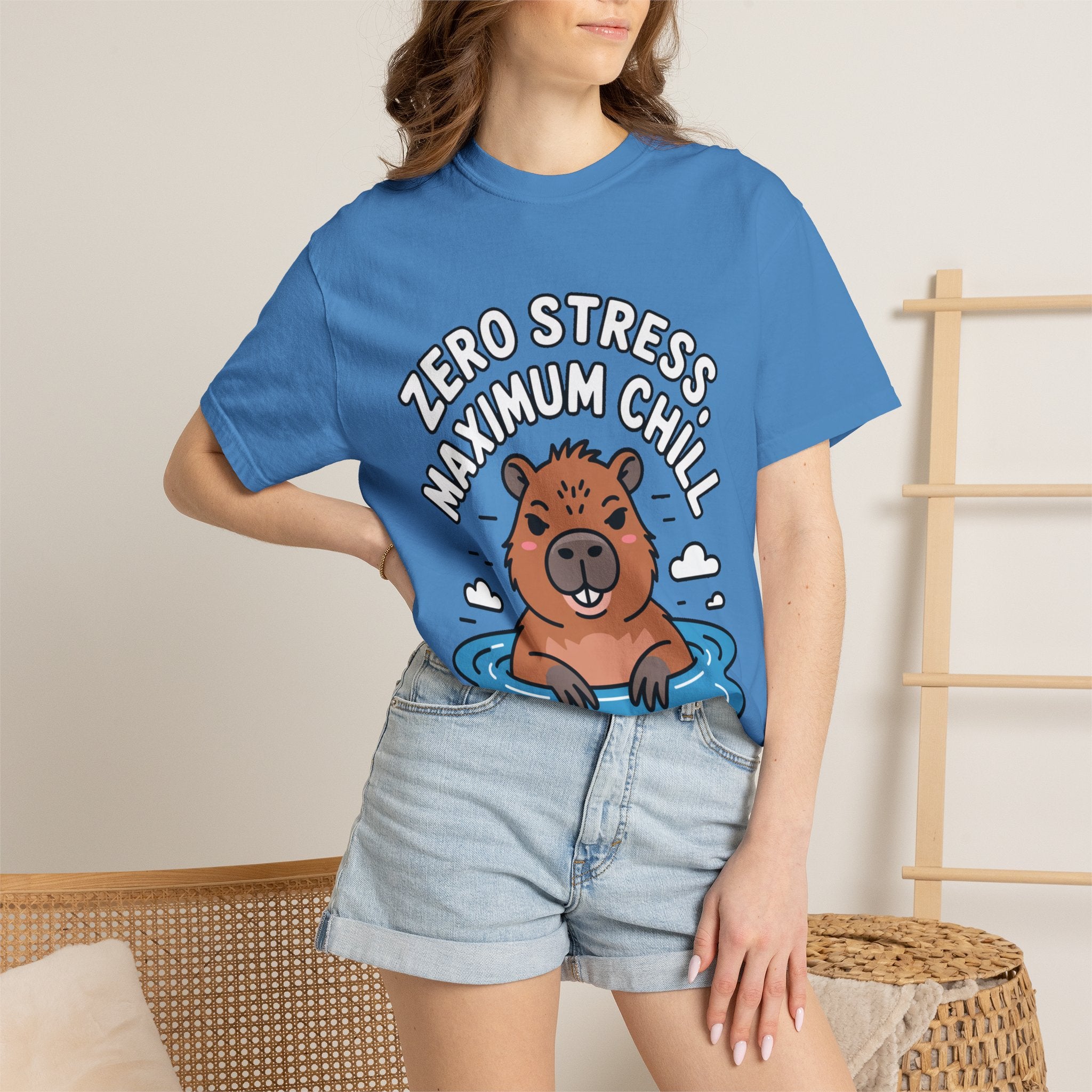Zero Stress Capybara Shirt, Funny Hot Spring Capybara T-Shirt, Maximum Chill Tee, Cute Animal Lover Gift