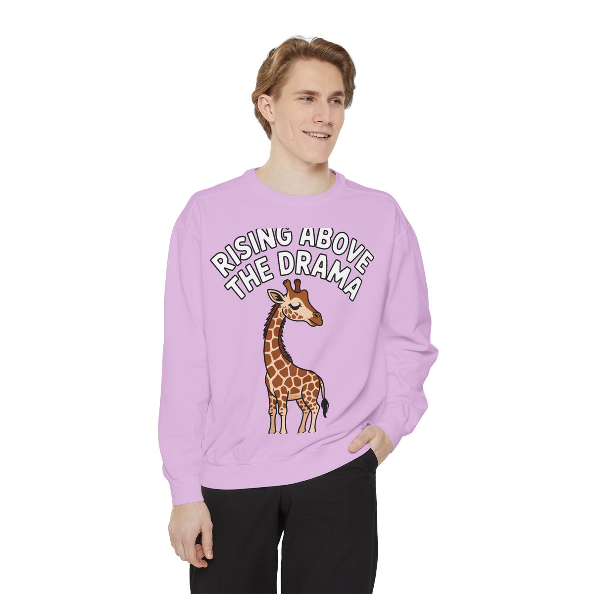Rising Above The Drama Sweatshirt, Cute Giraffe Crewneck, Funny Sarcastic Quote Sweatshirt, Embroidered Style Giraffe Gift