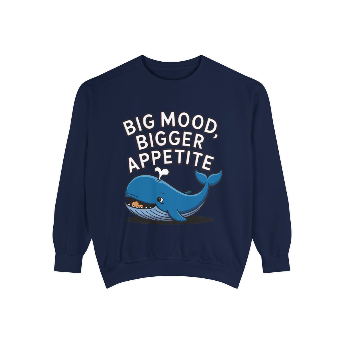 Big Mood Whale Sweatshirt, Funny Whale Snack Crewneck, Cute Cartoon Whale Lover Gift, Big Appetite Sweatshirt