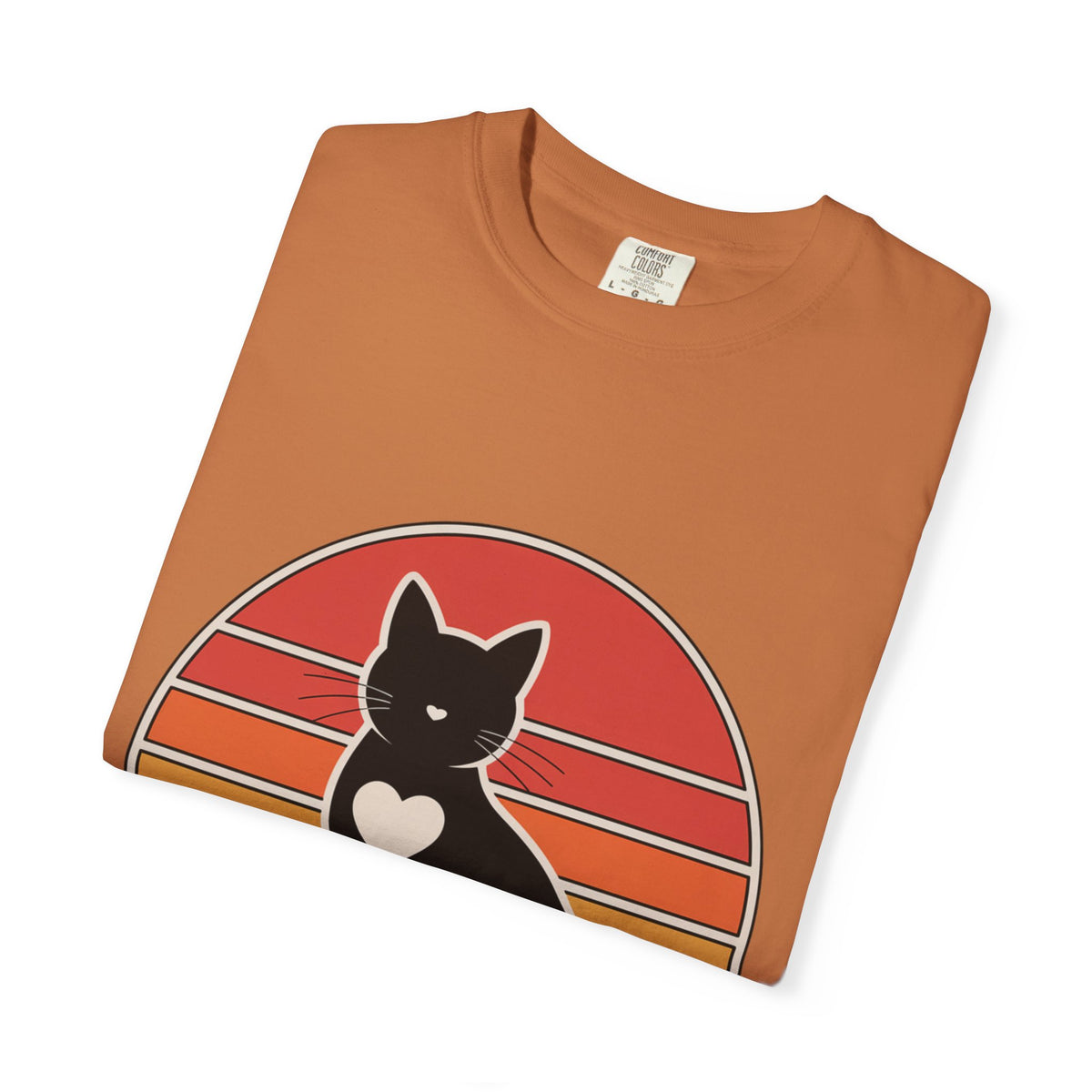 Cat Mom Sunset Badge Shirt, Retro Vintage Cat Lover T-Shirt, Minimalist Circular Badge Tee, Cute Cat Mom Gift