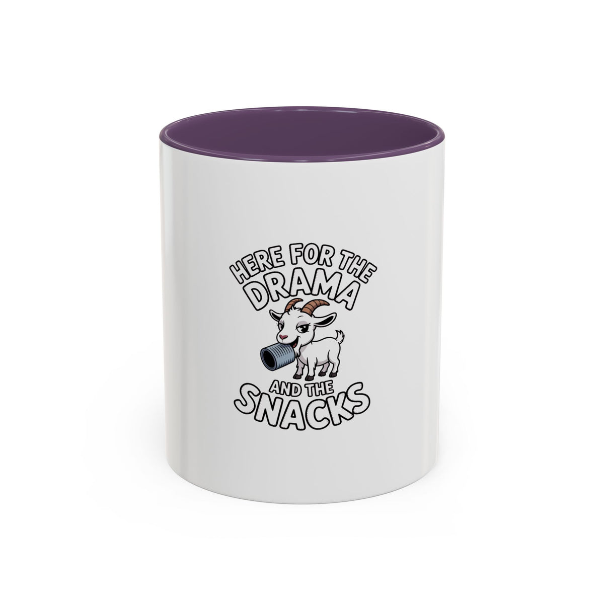 Funny Goat Mug, Here For The Drama And The Snacks Coffee Mug, Cute Goat Lover Gift, Sarcastic Farm Animal Mug, Funny Coffee Cup
