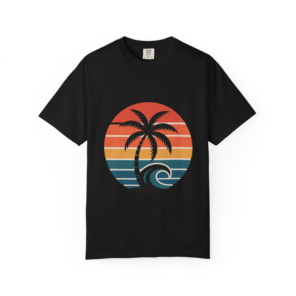 Salt Air Messy Hair Beach Shirt, Retro Sunset Badge T-Shirt, Vintage Palm Tree Wave Tee, Summer Vacation Gift