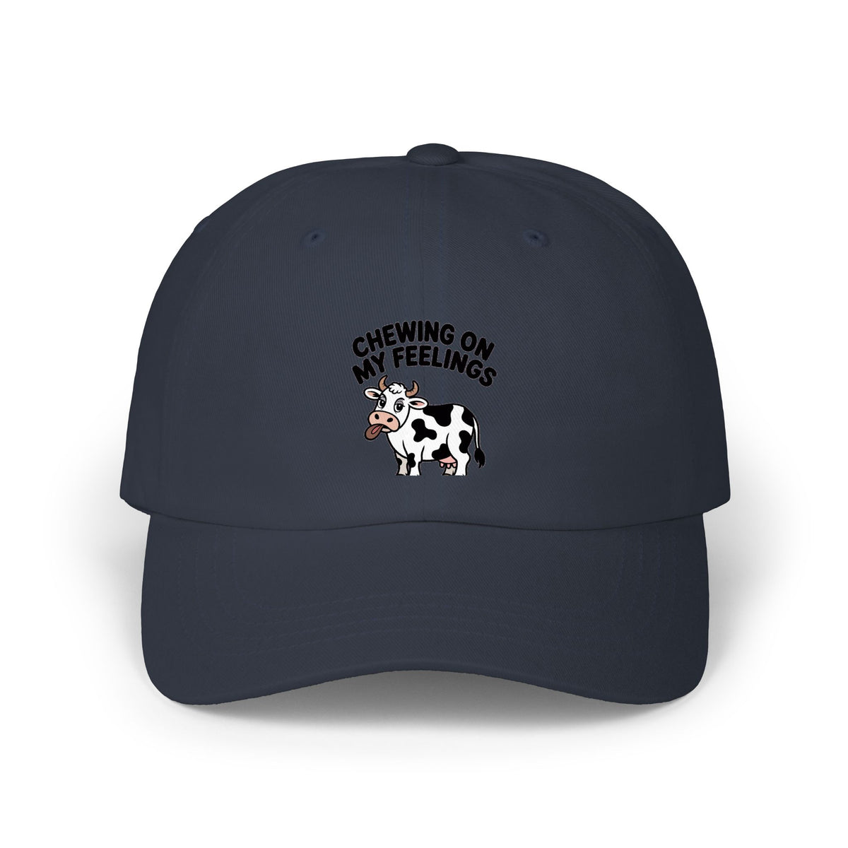 Chewing On My Feelings Dad Hat, Funny Cow Embroidered Cap, Cute Cow Lover Gift, Sarcastic Mental Health Hat, Unstructured Dad Cap