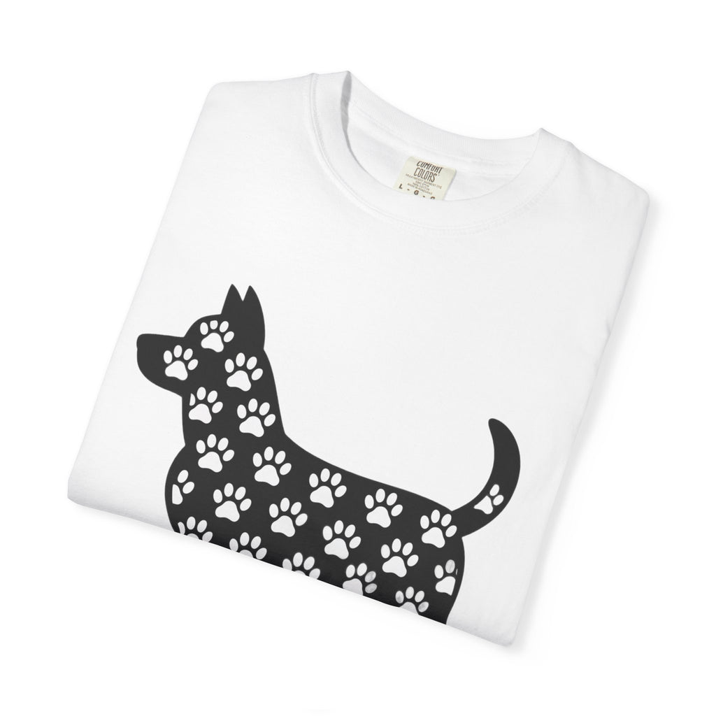 Puppy Love Dog Shirt, Cute Dog Silhouette T-Shirt, Paw Print Pattern Tee, Dog Lover Gift, Minimalist Dog Mom Shirt
