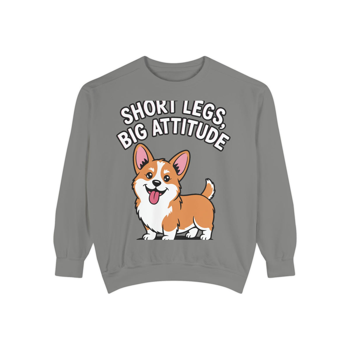 Short Legs Big Attitude Corgi Sweatshirt, Funny Corgi Crewneck, Cute Dog Lover Gift, Embroidered Patch Style Corgi Sweater