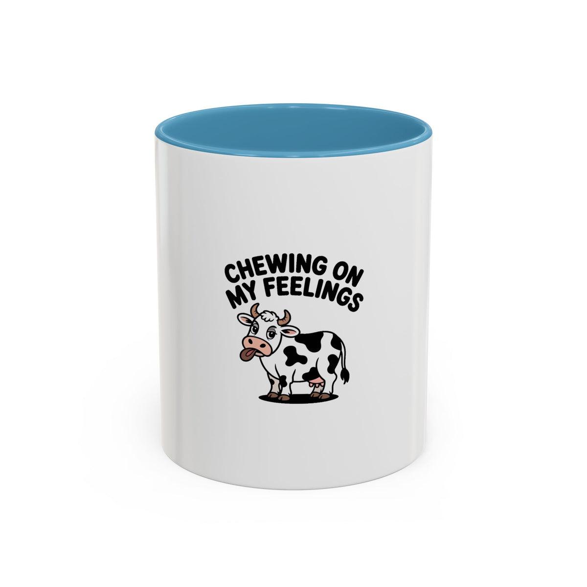 Chewing On My Feelings Mug, Funny Cow Coffee Mug, Cute Cartoon Cow Gift, Sarcastic Mental Health Mug, Introvert Coffee Cup
