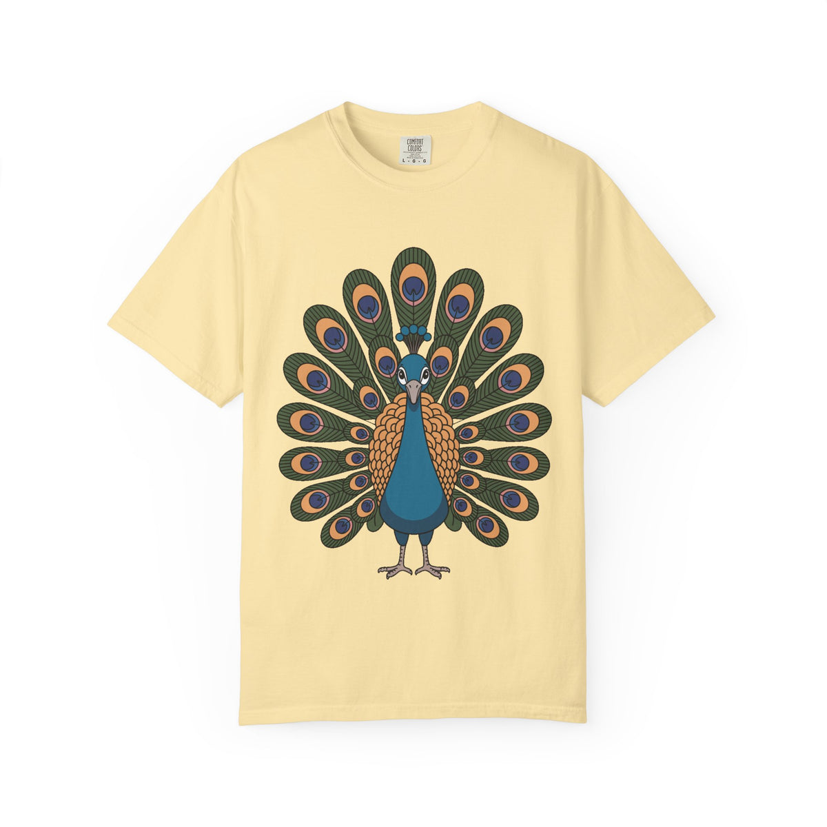 Cute Peacock T-Shirt, Fanned Feathers Bird Lover Gift Tee, Cartoon Peacock Graphic Shirt for Nature Lovers