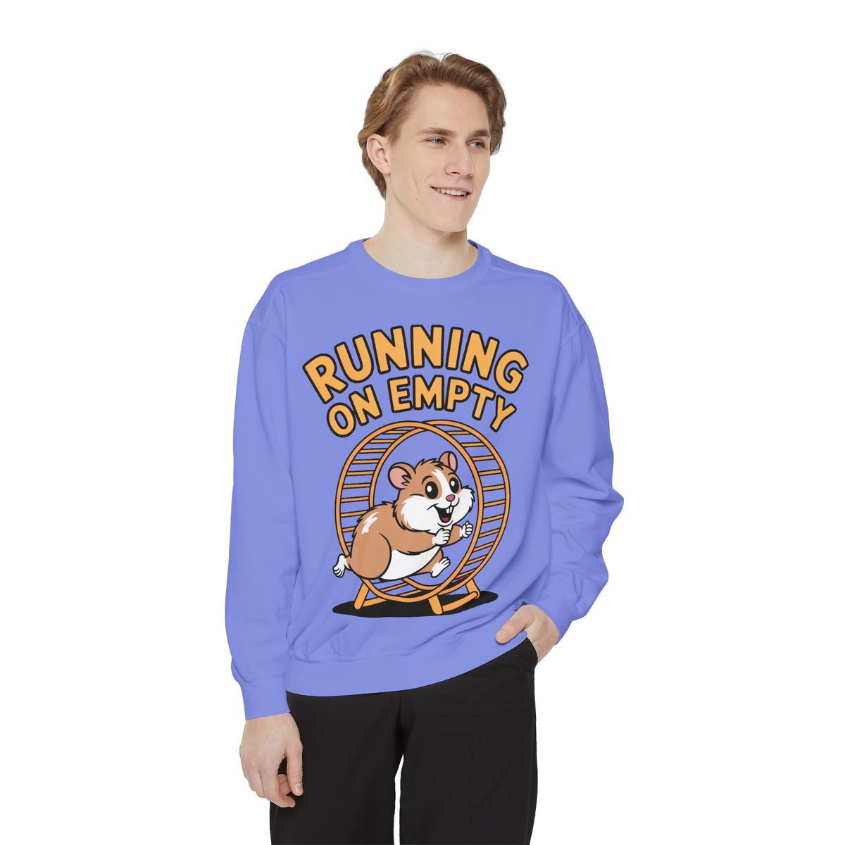 Running On Empty Hamster Sweatshirt, Funny Tired Hamster Crewneck, Cute Exhausted Wheel Shirt, Burnout Gift for Tired Mom Dad
