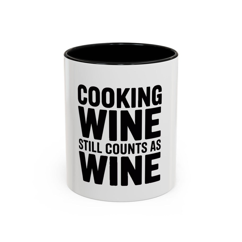 Cooking Wine Still Counts Mug, Funny Wine Lover Gift, Sarcastic Kitchen Mug, Bold Typography Coffee Cup, Gift for Wine Mom