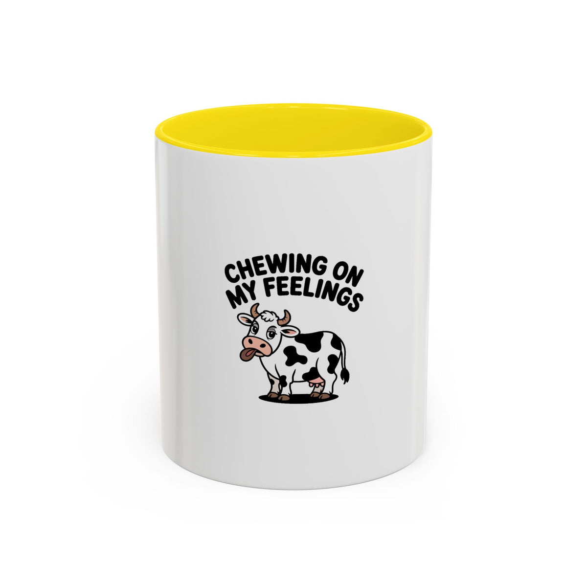 Chewing On My Feelings Mug, Funny Cow Coffee Mug, Cute Cartoon Cow Gift, Sarcastic Mental Health Mug, Introvert Coffee Cup