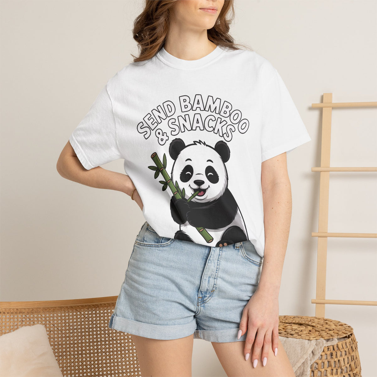Send Bamboo Panda Shirt, Funny Panda T-Shirt, Cute Bamboo Snacks Tee, Panda Lover Gift, Cartoon Panda Graphic Shirt