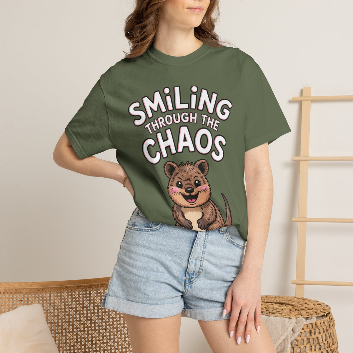 Smiling Through The Chaos Quokka Shirt, Funny Quokka T-Shirt, Cute Smiling Animal Tee, Positive Vibes Shirt, Quokka Lover Gift