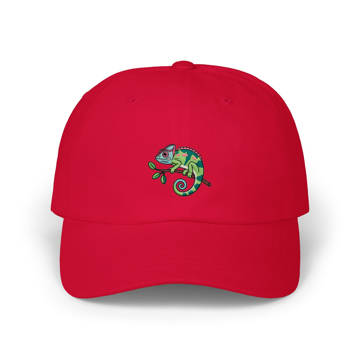 Chameleon Dad Hat, Cute Chameleon On Branch Embroidered Cap, Reptile Lover Gift, Cartoon Animal Dad Cap, Unstructured 6-Panel Hat