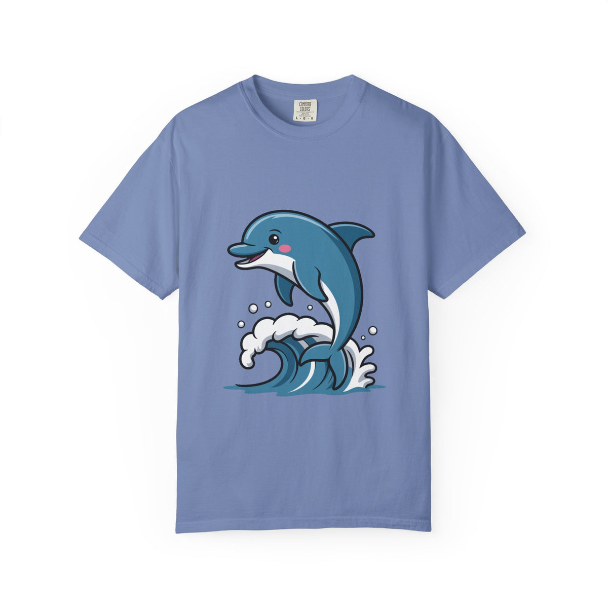 Cute Dolphin T-Shirt, Jumping Wave Dolphin Shirt, Ocean Lover Gift, Garment Dyed Unisex Tee, Beach Vacation Shirt