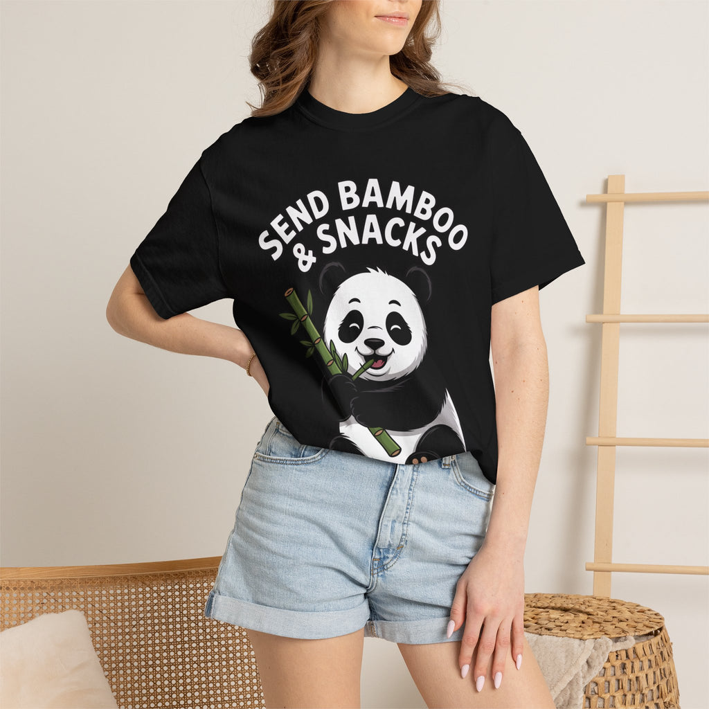 Send Bamboo Panda Shirt, Funny Panda T-Shirt, Cute Bamboo Snacks Tee, Panda Lover Gift, Cartoon Panda Graphic Shirt
