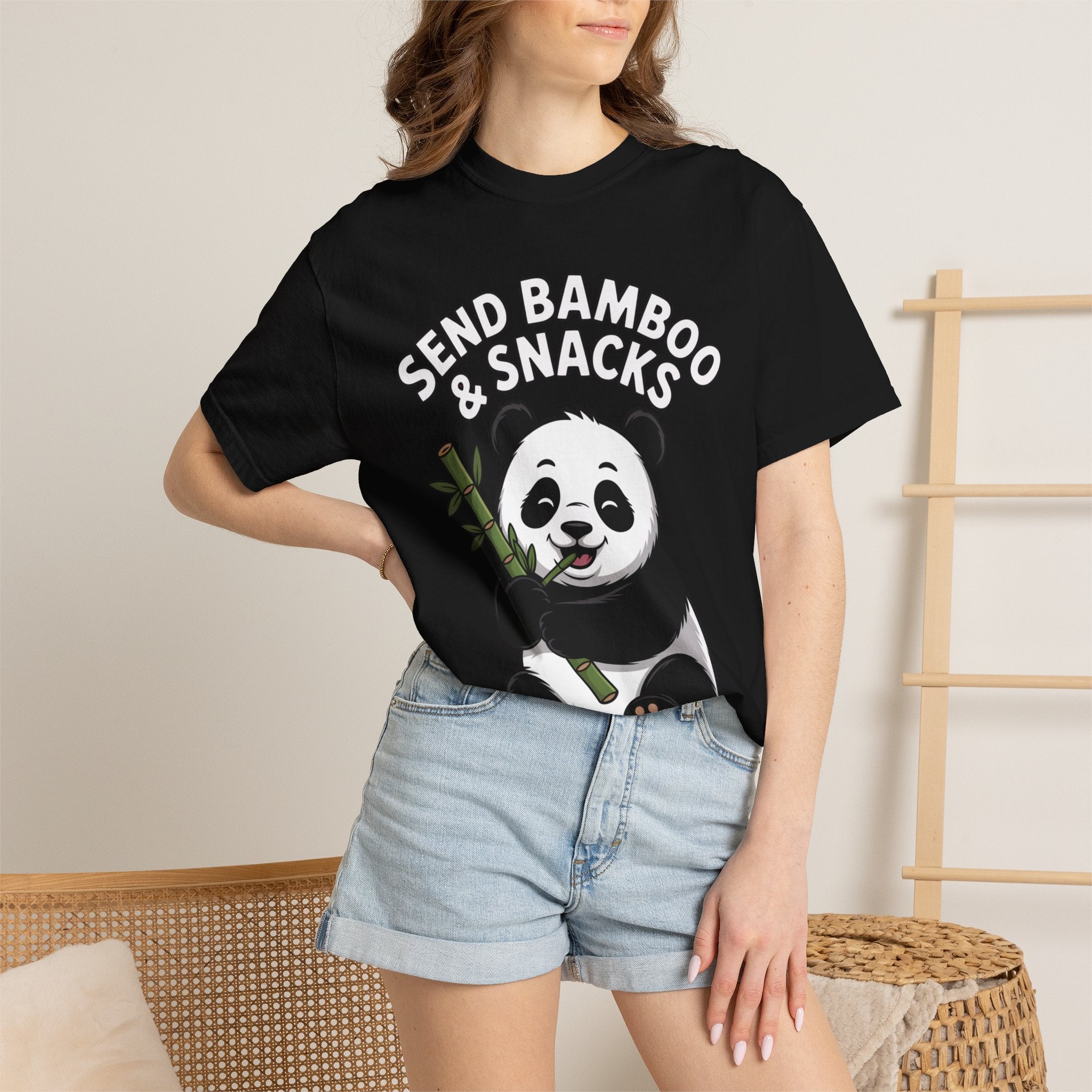 Send Bamboo Panda Shirt, Funny Panda T-Shirt, Cute Bamboo Snacks Tee, Panda Lover Gift, Cartoon Panda Graphic Shirt
