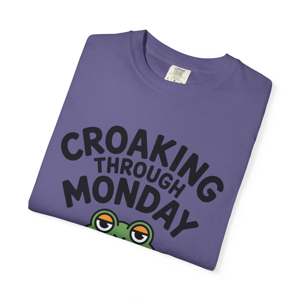 Croaking Through Monday Shirt, Funny Frog Coffee T-Shirt, Cute Frog Lover Gift, Monday Mood Tee, Sarcastic Frog Shirt