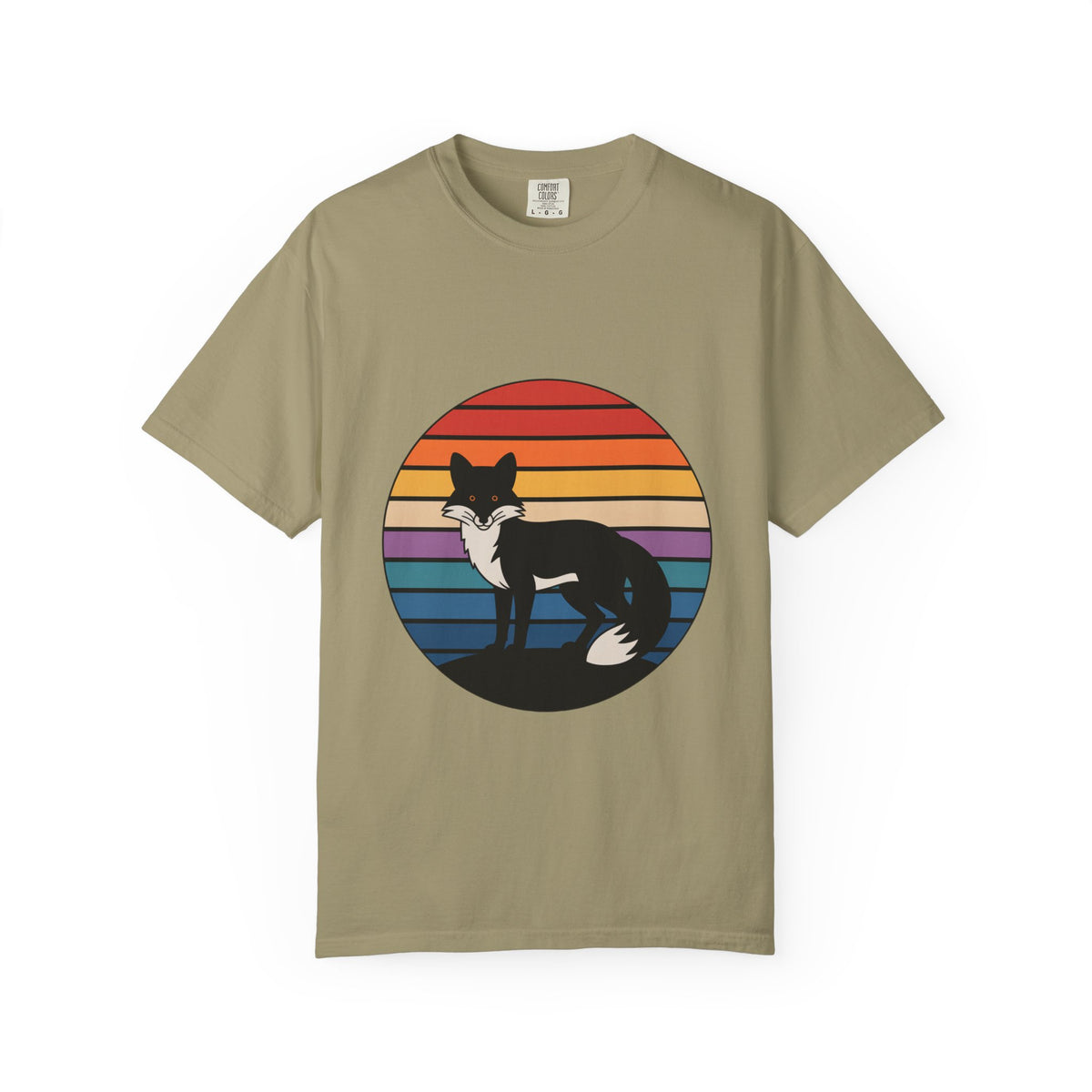 Retro Sunset Fox Badge T-Shirt