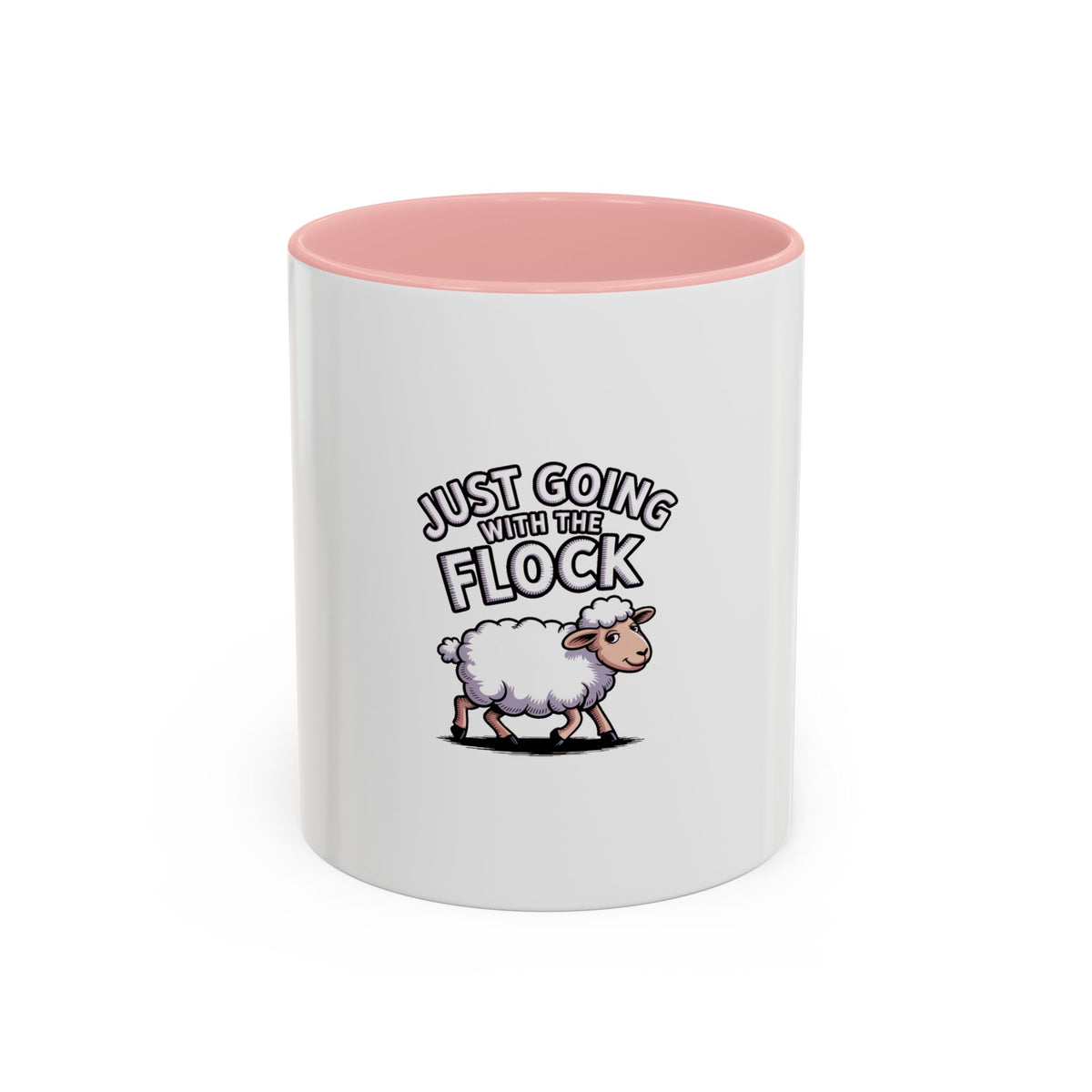 Funny Sheep Mug, Going With The Flock Coffee Mug, Cute Cartoon Sheep Gift, Sarcastic Farm Animal Mug, Funny Coworker Gift Cup