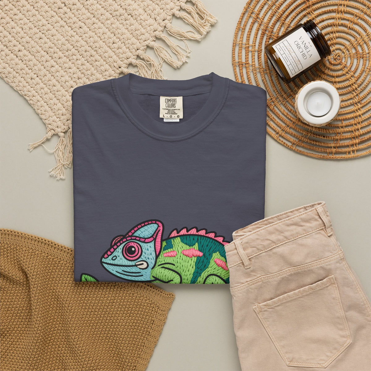 Cute Chameleon Shirt, Chameleon On A Branch T-Shirt, Cartoon Reptile Lover Gift, Funny Chameleon Tee