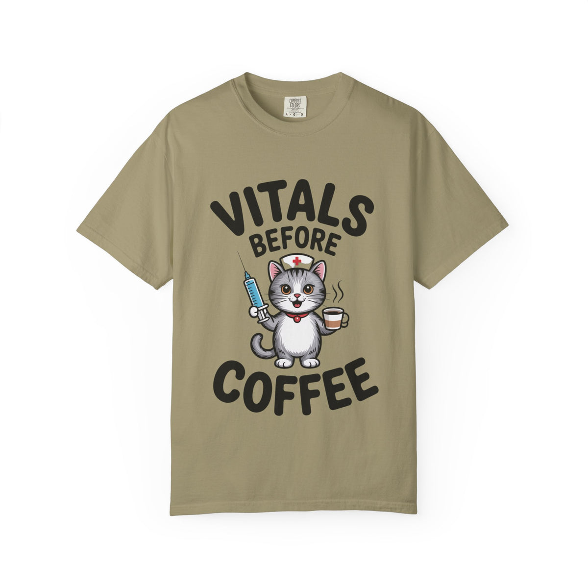 Vitals Before Coffee Nurse Shirt, Funny Nurse Cat T-Shirt, Cute Nurse Gift, Nursing Student Shirt, RN Coffee Lover Tee