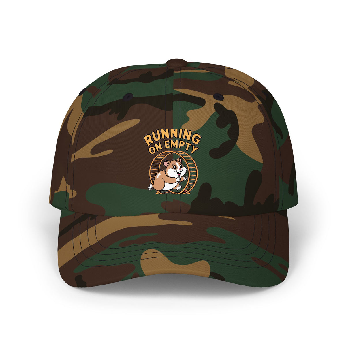 Running On Empty Hamster Dad Cap, Funny Tired Hamster Hat, Cute Wheel Hamster Embroidered Cap, Sarcastic Gift for Him or Her