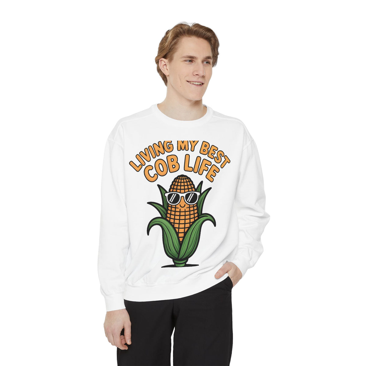 Best Cob Life Corn Sweatshirt, Funny Corn Sunglasses Crewneck, Cute Vegetable Pun Shirt, Garden Lover Gift, Embroidered Patch Style