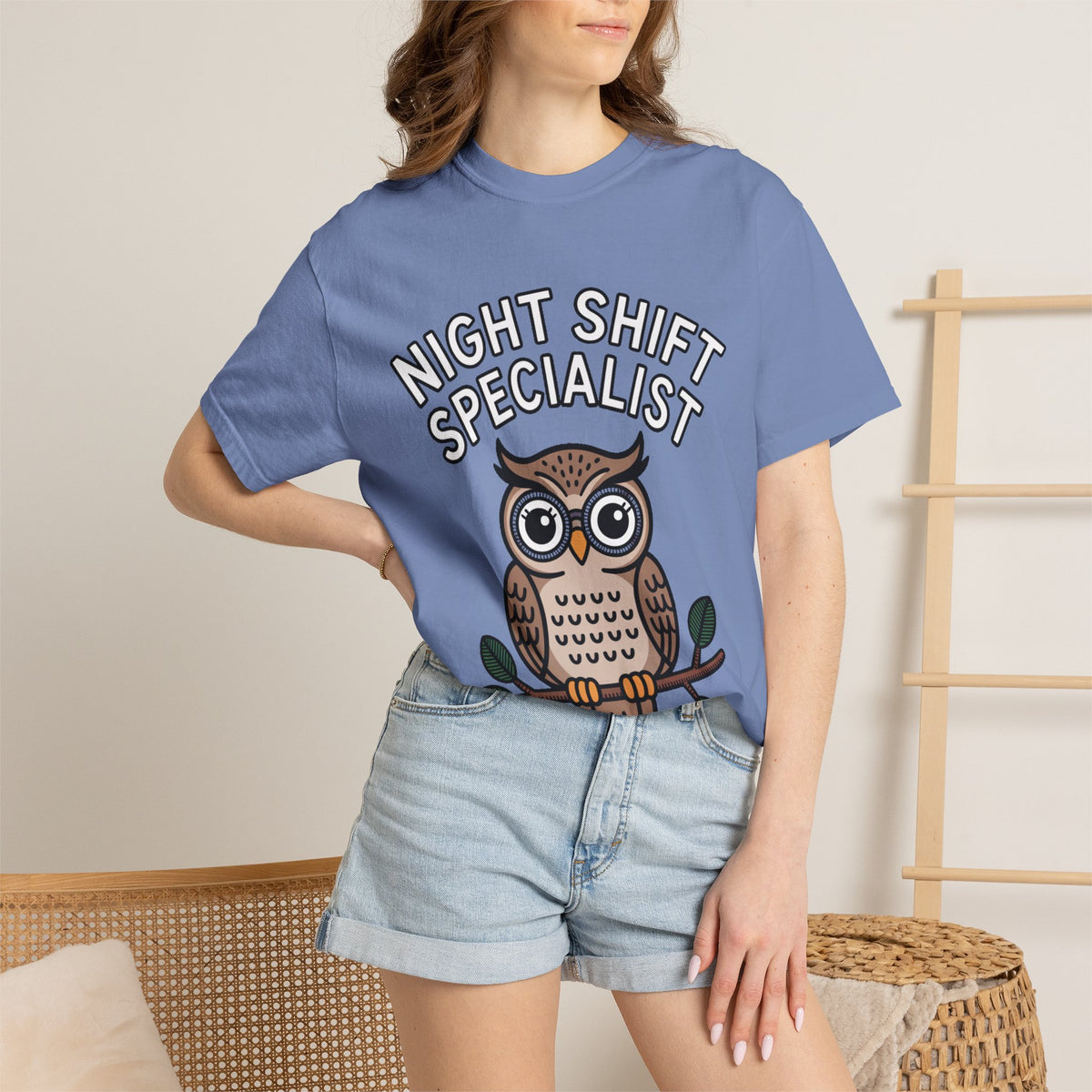 Night Shift Owl Shirt, Funny Night Shift Specialist T-Shirt, Cute Owl With Glasses Tee, Nurse Gift, Night Owl Lover Gift