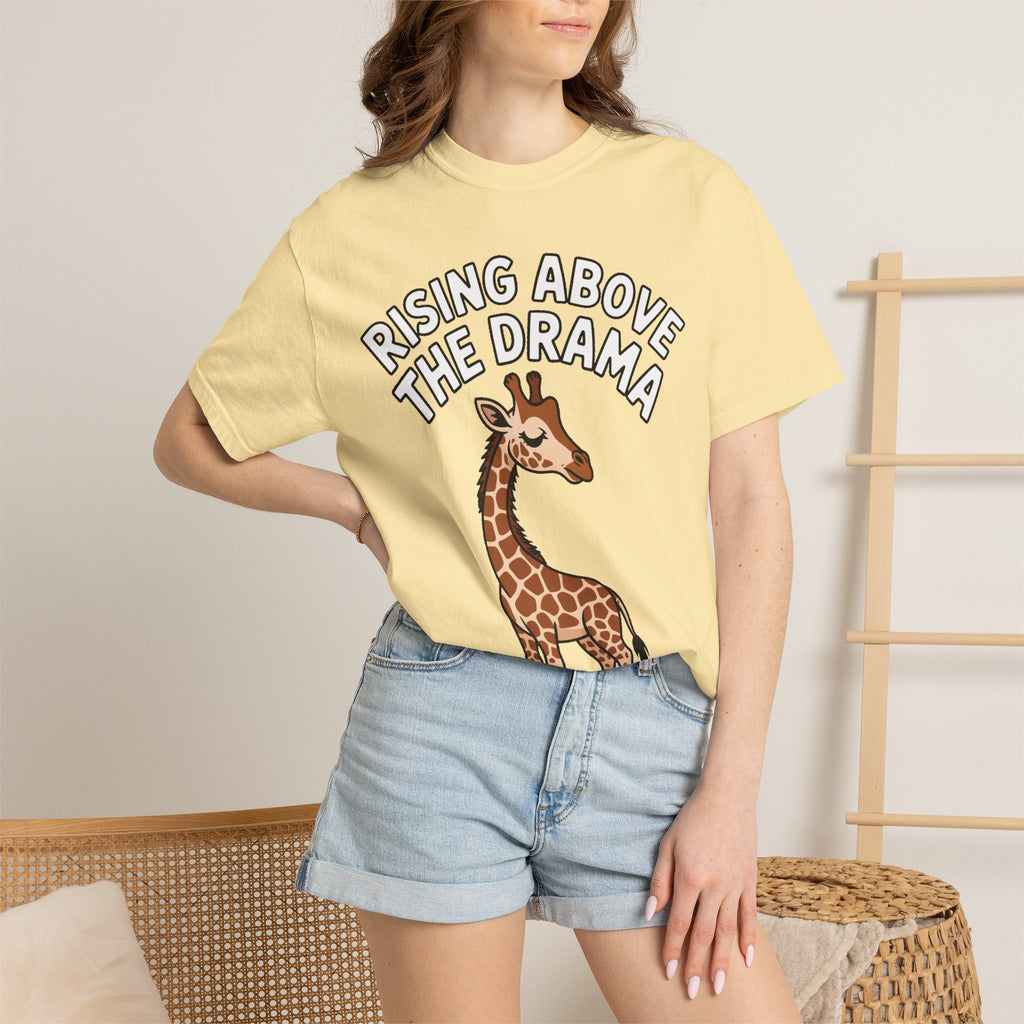 Giraffe Rising Above The Drama T-Shirt, Funny Sassy Giraffe Tee, Cute Cartoon Animal Shirt, Unisex Graphic Tee Gift