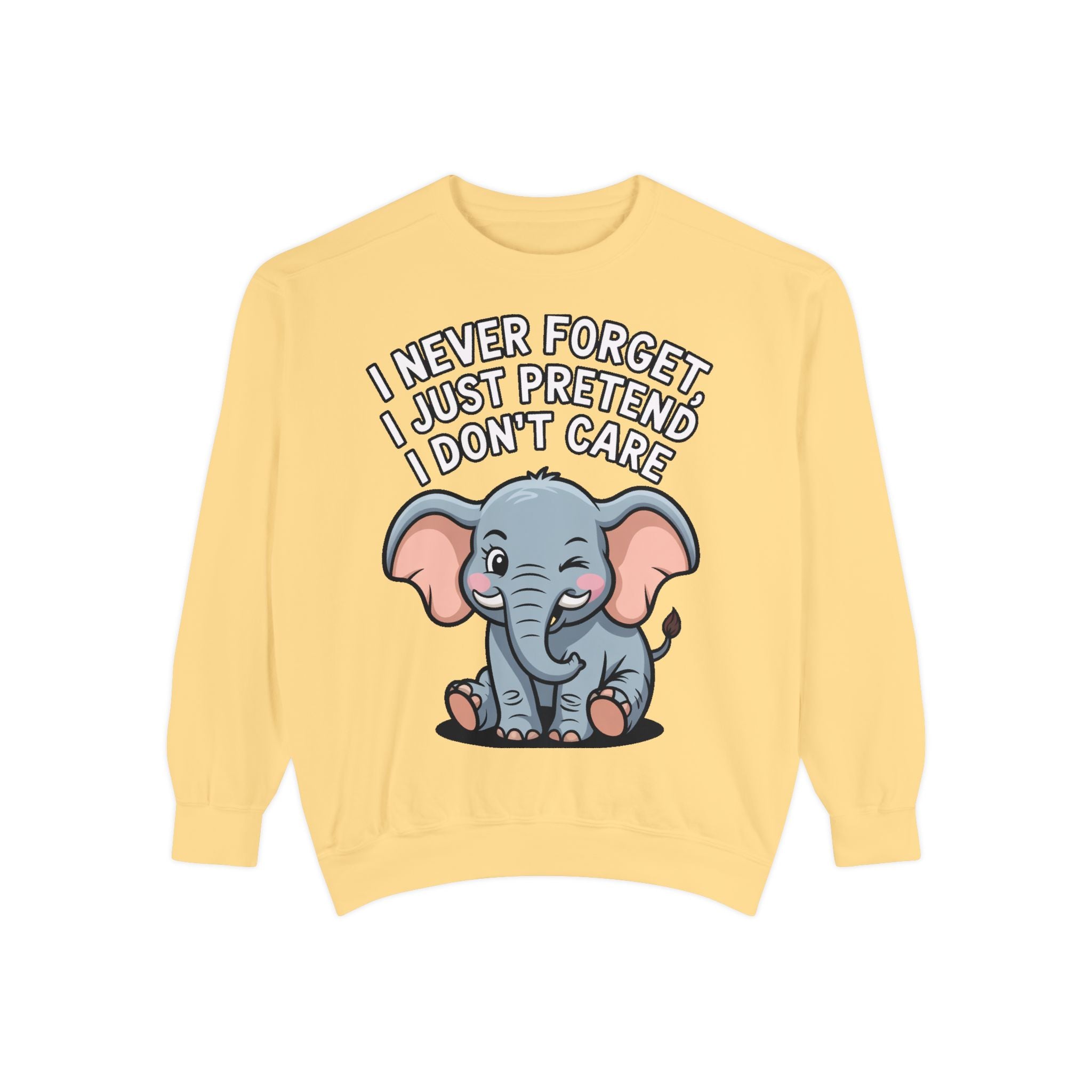 Funny Elephant Sweatshirt, I Never Forget Crewneck, Sarcastic Elephant Pullover, Funny Animal Lover Gift, Embroidered Patch Style
