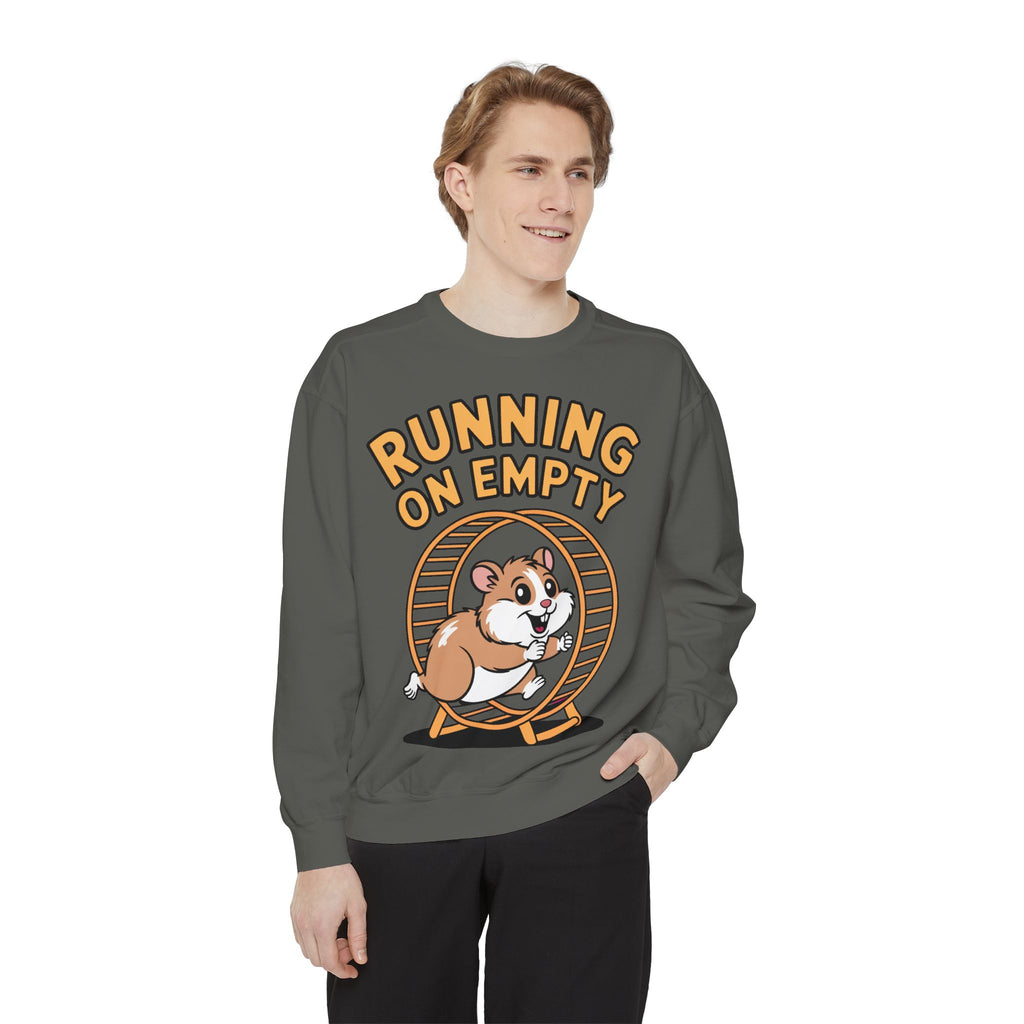 Running On Empty Hamster Sweatshirt, Funny Tired Hamster Crewneck, Cute Exhausted Wheel Shirt, Burnout Gift for Tired Mom Dad