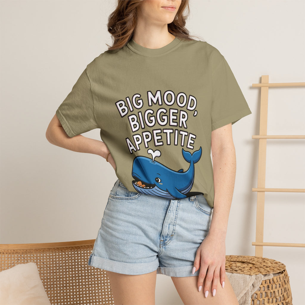 Funny Whale Shirt, Big Mood Bigger Appetite T-Shirt, Cute Snack Lover Tee, Foodie Gift for Whale Lovers