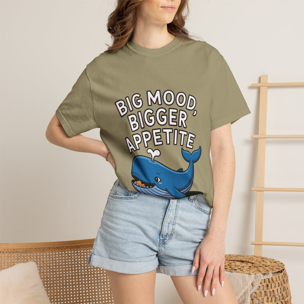 Funny Whale Shirt, Big Mood Bigger Appetite T-Shirt, Cute Snack Lover Tee, Foodie Gift for Whale Lovers