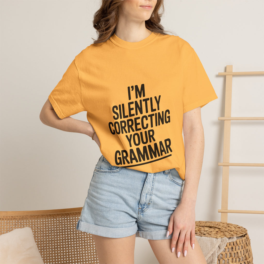 Silently Correcting Your Grammar Shirt, Funny Grammar Nerd T-Shirt, Sarcastic Teacher Gift, Bold Typography Tee for Editors
