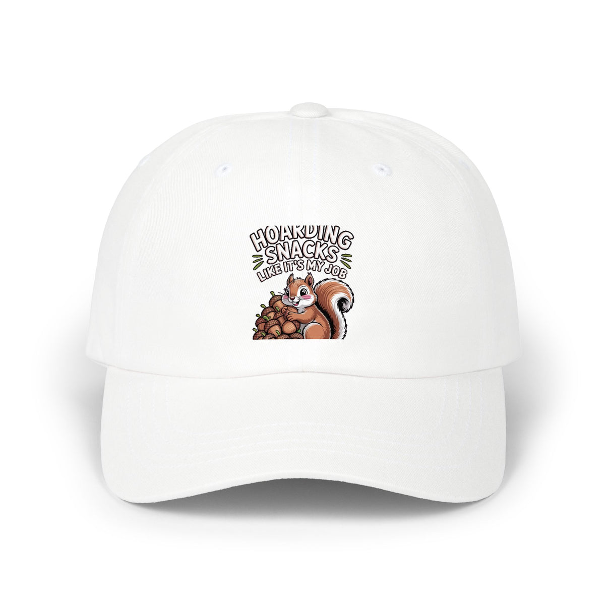 Funny Squirrel Dad Hat, Hoarding Snacks Embroidered Cap, Cute Acorn Squirrel Baseball Cap, Snack Lover Gift