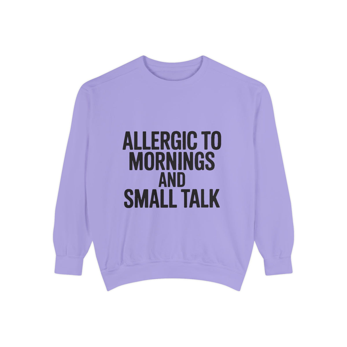 Allergic To Mornings And Small Talk Sweatshirt, Funny Embroidered Crewneck, Sarcastic Quote Sweatshirt, Introvert Gift