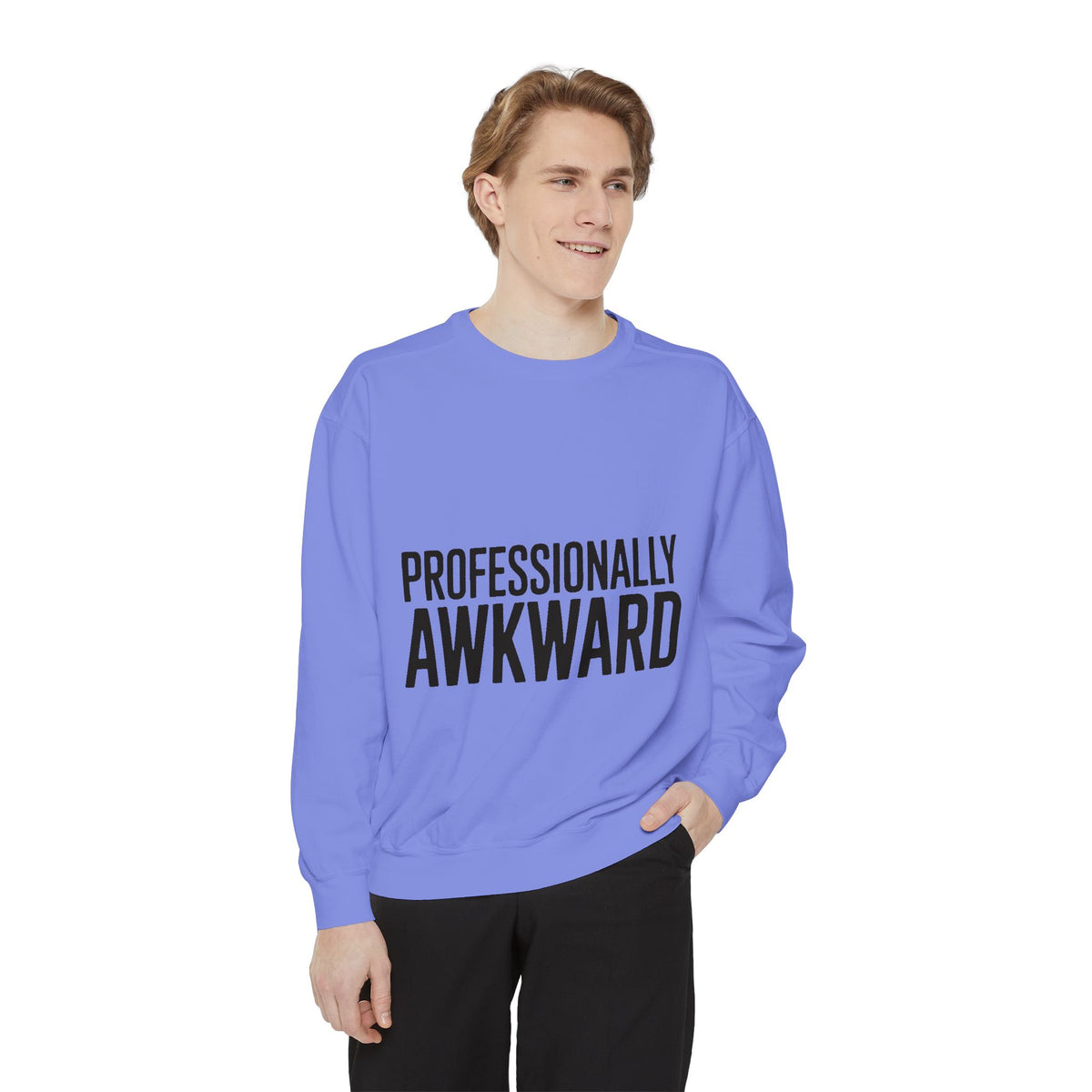 Professionally Awkward Sweatshirt, Funny Embroidered Crewneck, Minimalist Typography Sweatshirt, Sarcastic Coworker Gift