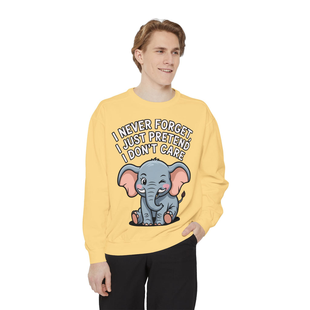 Funny Elephant Sweatshirt, I Never Forget Crewneck, Sarcastic Elephant Pullover, Funny Animal Lover Gift, Embroidered Patch Style