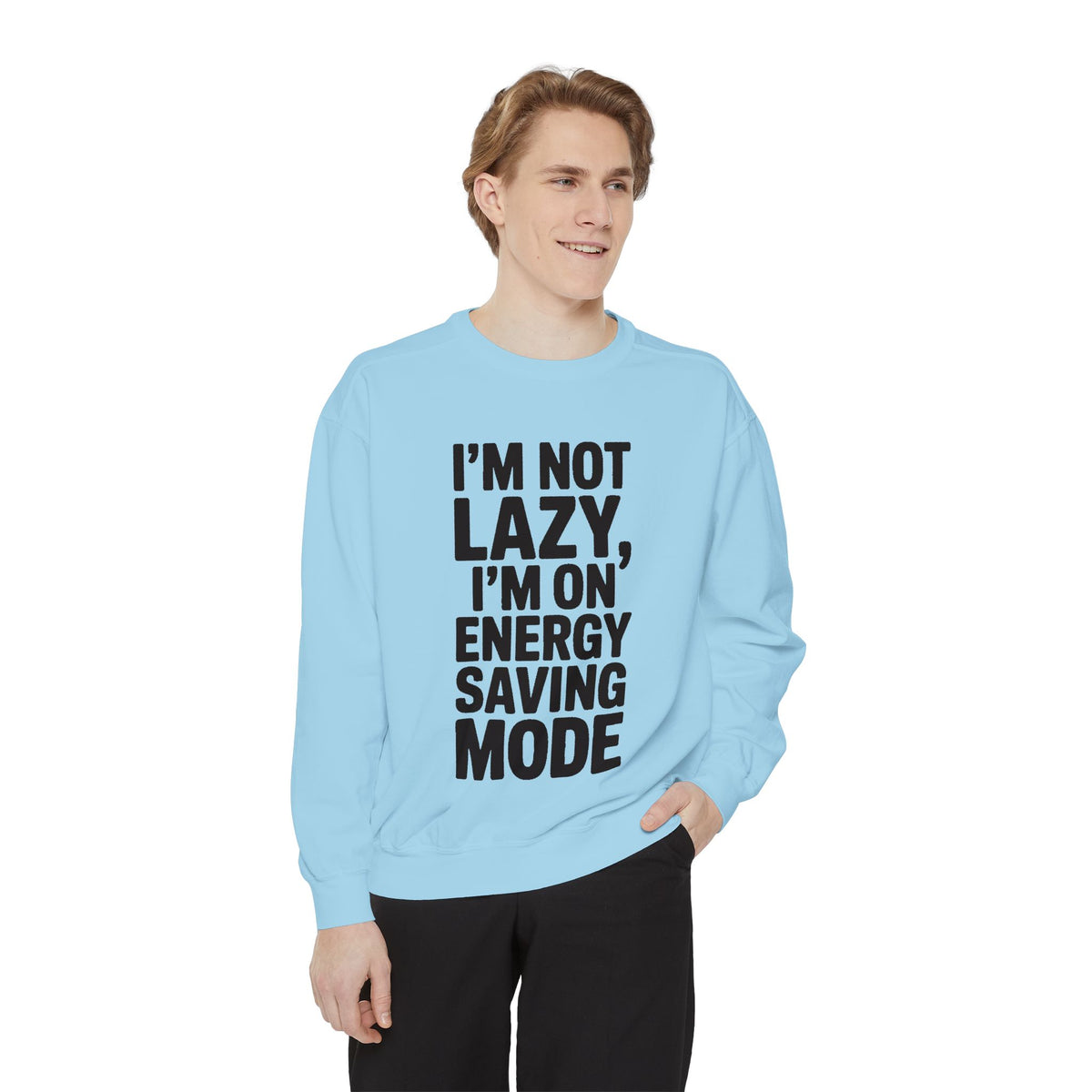 Energy Saving Mode Sweatshirt, Funny Lazy Quote Crewneck, I'm Not Lazy Embroidered Sweatshirt, Sarcastic Gift for Introvert