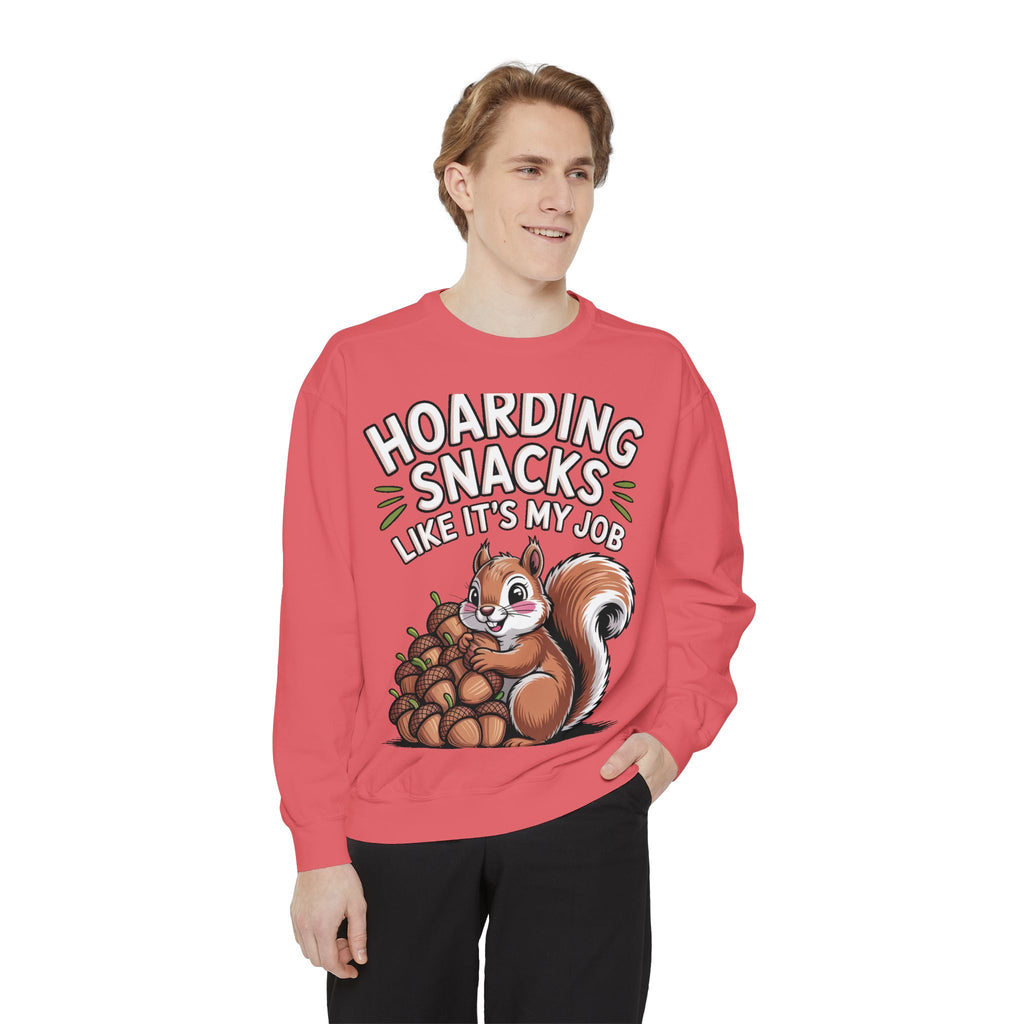 Funny Squirrel Sweatshirt, Hoarding Snacks Like It's My Job Crewneck, Cute Acorn Squirrel Gift, Snack Lover Sweatshirt