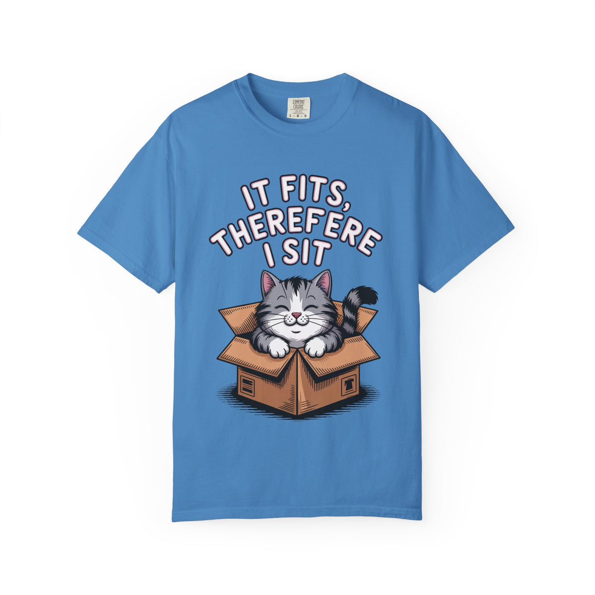 It Fits Therefore I Sit Cat Shirt, Funny Cat In Box T-Shirt, Cute Chubby Cat Lover Gift, Cat Owner Shirt, Funny Cat Meme Tee