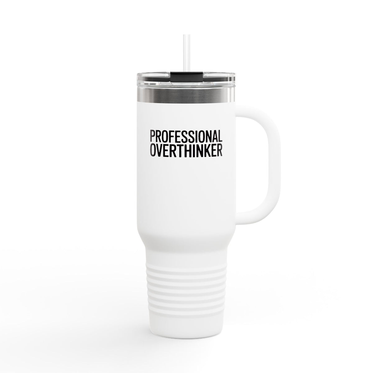 Professional Overthinker Travel Mug, Funny Anxiety Tumbler, Sarcastic Coffee Cup Gift, 40oz Insulated Mug with Handle and Straw