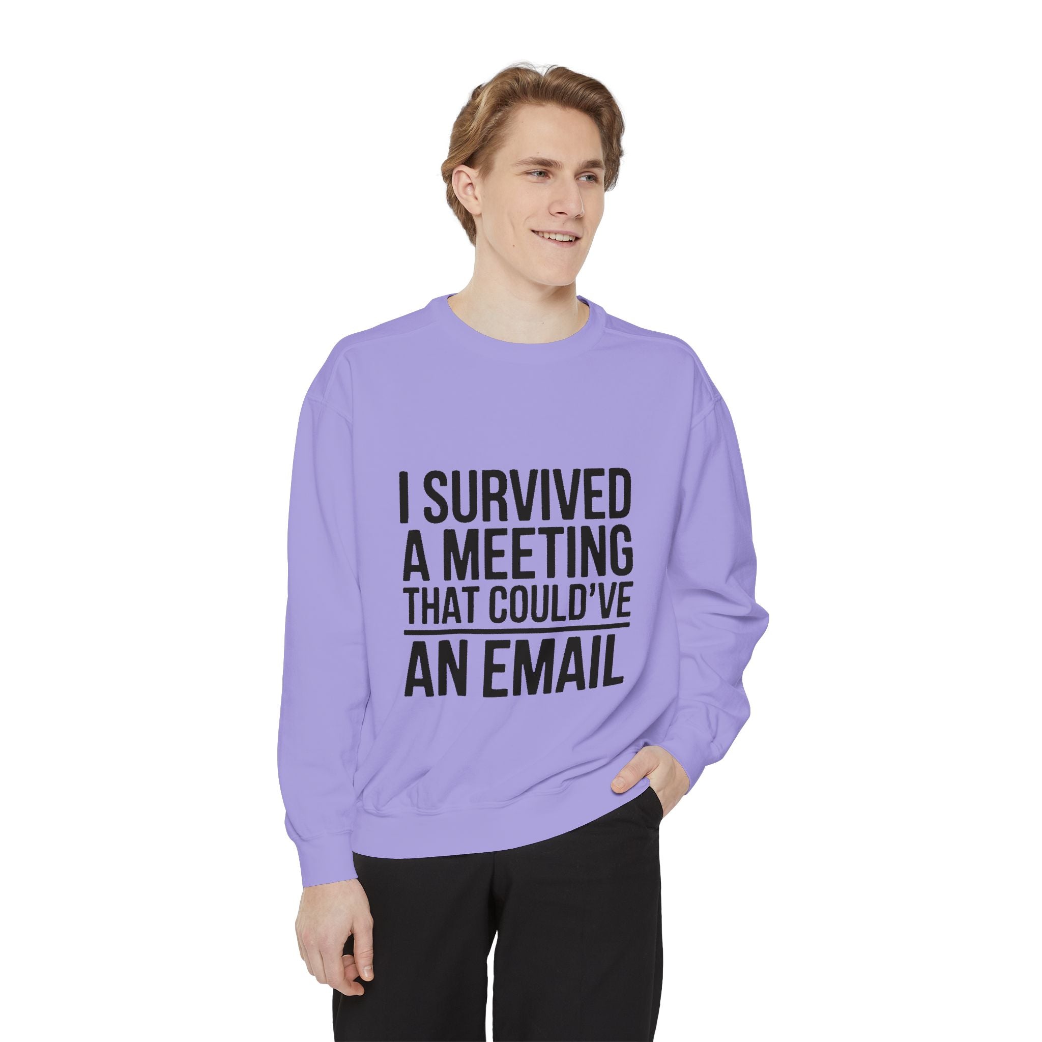 I Survived A Meeting That Could've Been An Email Sweatshirt, Funny Office Crewneck, Sarcastic Coworker Gift, Corporate Humor Sweater