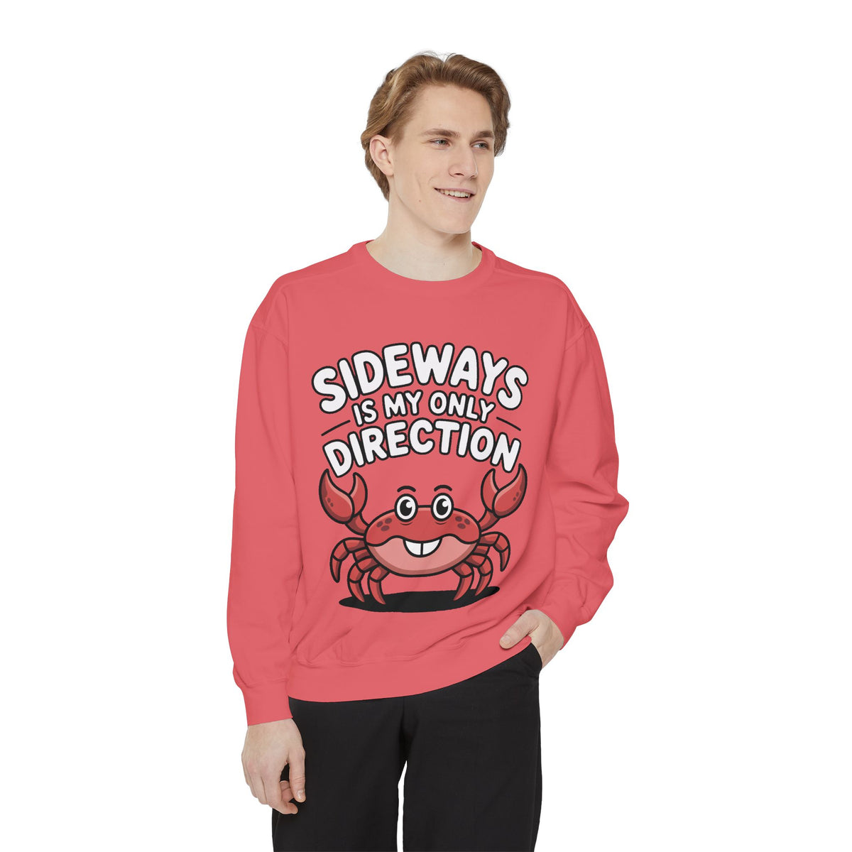 Funny Crab Sweatshirt, Sideways Is My Only Direction Crewneck, Cute Crab Lover Gift, Embroidered Patch Style Beach Sweatshirt